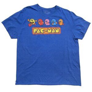 C-LIFE GROUP Men's Pac-Man Graphic T-Shirt XL Cobalt Blue Crew Neck Video‎ Games